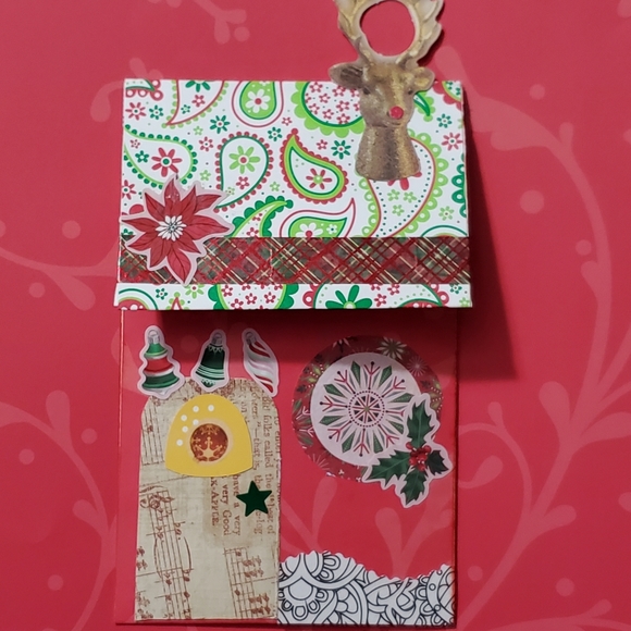 🎄 HAND CRAFTED Christmas collage house envelope pocket set of two - Picture 3 of 7